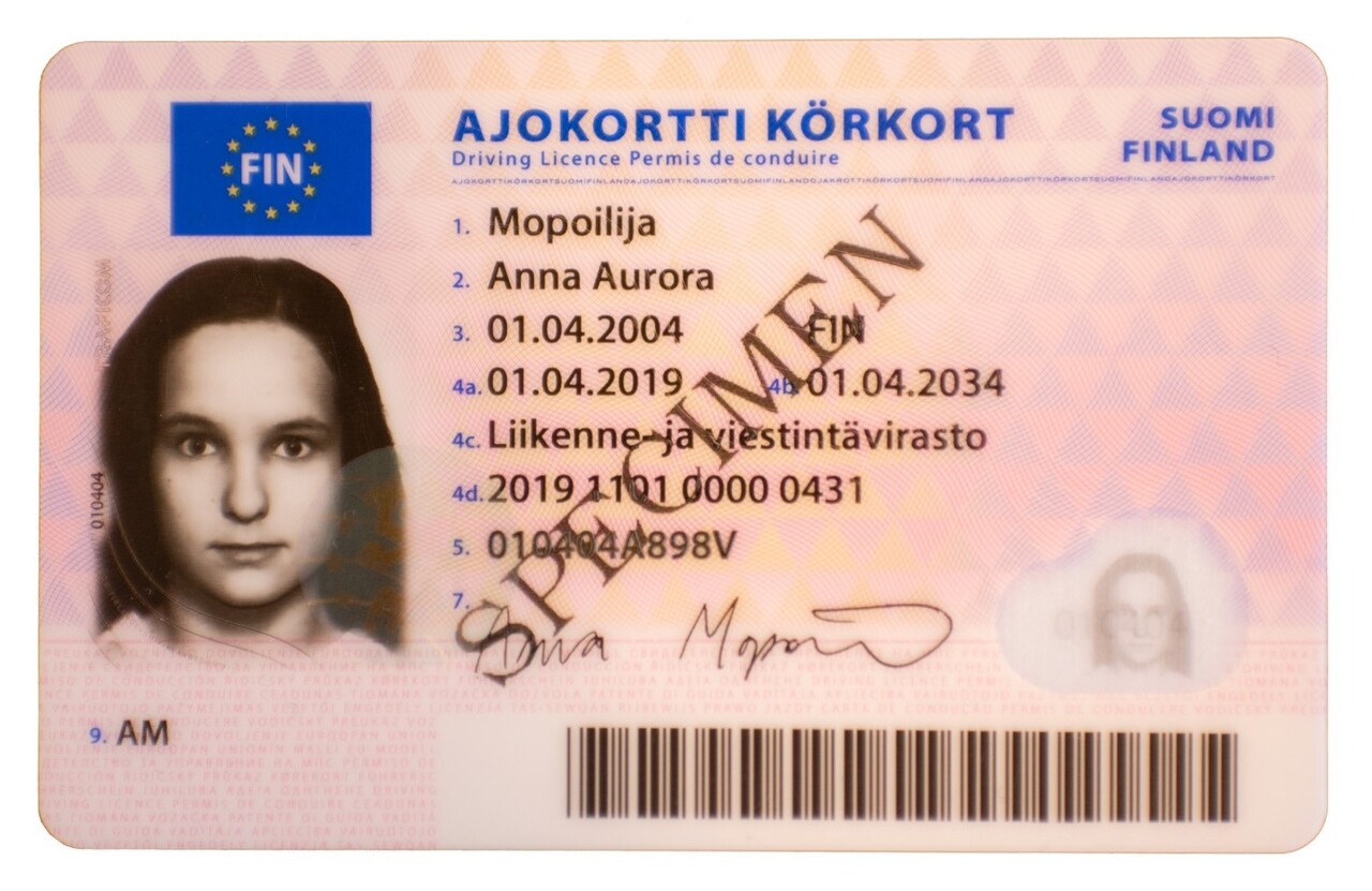 Ajokorttimalli. Otettu käyttöön 2019